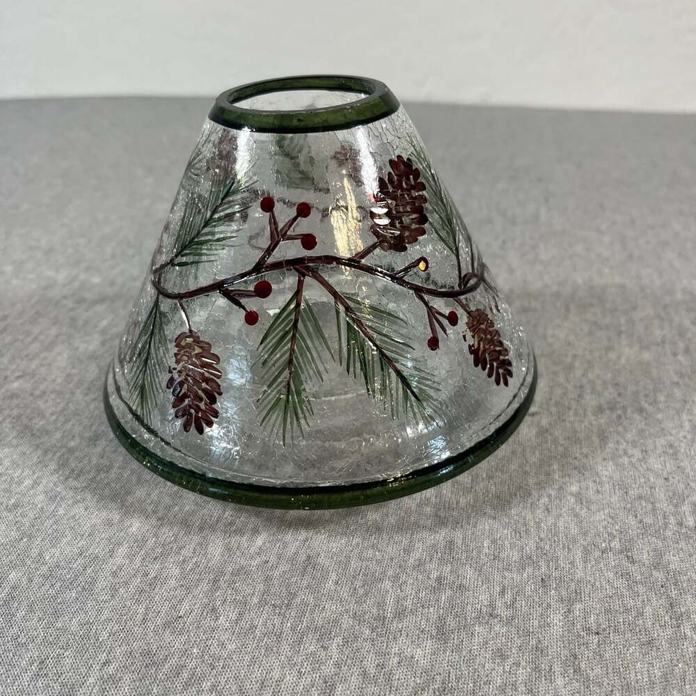 Yankee Candle Crackle Glass Jar Shade Pine Cones & Berries
